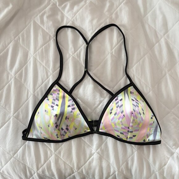 Victoria's Secret VS Womens Size Medium Abstract Neon Bikini Top Racerback - Picture 1 of 5